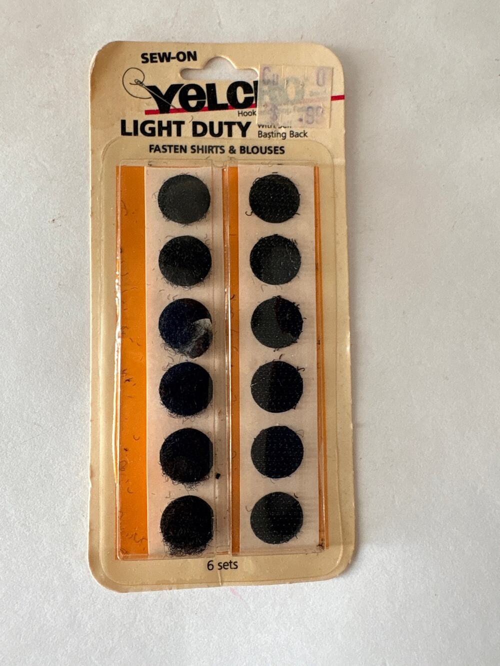 Vintage 1988 Velcro Sew-On Light Duty Black Fasteners 6 Sets Style 350-010